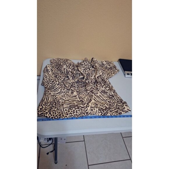 Ashley Stewart Womens Halter Neck Animal Dress Size 18W‎ Safari Summer Beachy - Picture 7 of 9